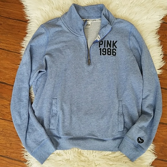 PINK Victoria's Secret Tops - PINK Victoria's Secret Blue Pullover Sweatshirt